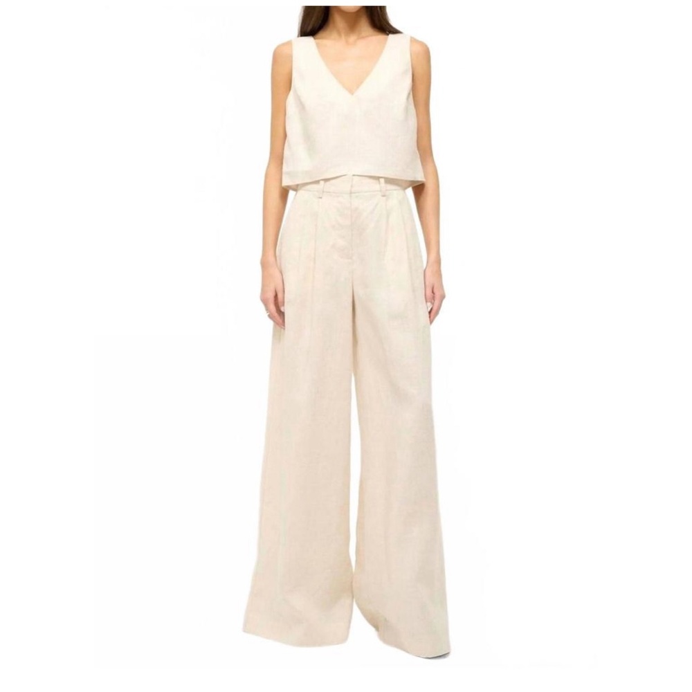 STAUD sasha linen pant in natural Size 12